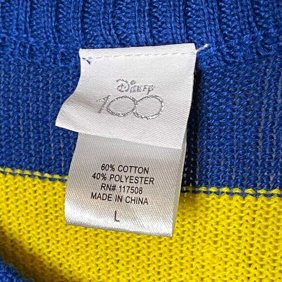 Boys Disney 100 Mickey Mouse Retro Look Striped Pullover Sweater | Size Large - Picture 6 of 6